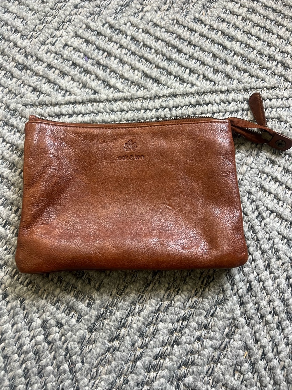 Oak and Tan triple compartment crossbody bag/wristlet strap